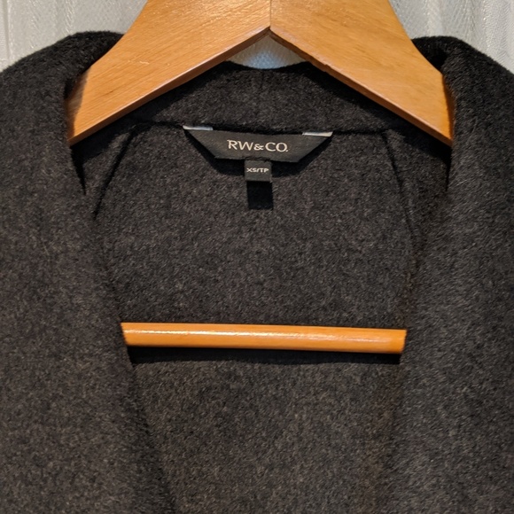 RW Co grey and black wool blend wrap coat - Picture 3 of 8